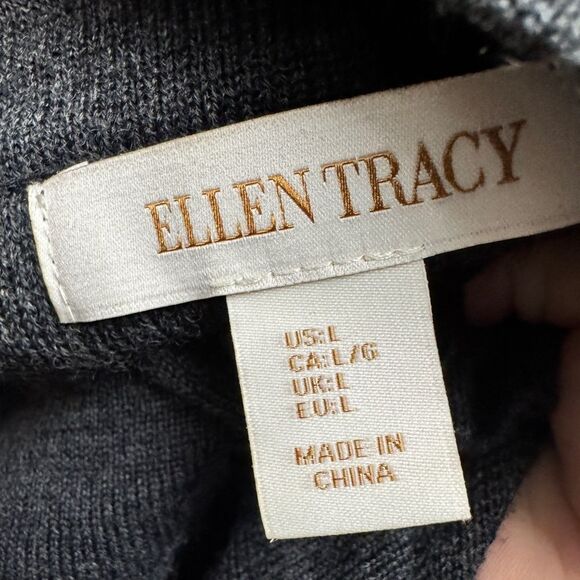 Ellen Tracy Wool Blend Sweater Duster Grey - Picture 5 of 9